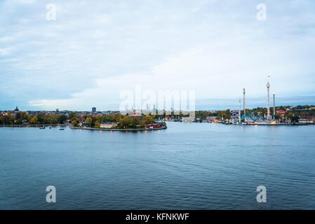 Vue panoramique sur le parc d'attractions Grona Lund , Djurgarden, Stockholm, Suède Banque D'Images