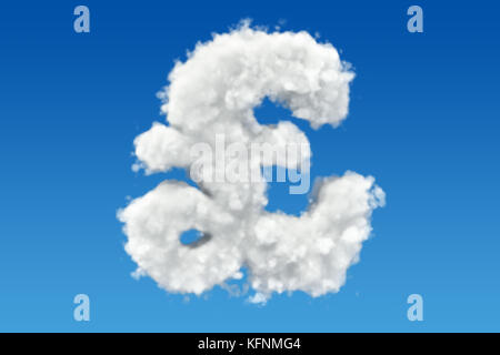 Symbole livre sterling des nuages dans le ciel. Rendu 3D Banque D'Images