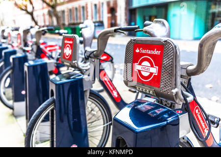 Santander d' cycles, Londres, Angleterre, Royaume-Uni. Banque D'Images