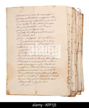 Vieux manuscrits isolated on white Banque D'Images