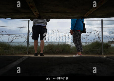 FRANCE : les falaises et fortifications de la pointe du hoc sont photographiées le 29 juin 2017. Banque D'Images