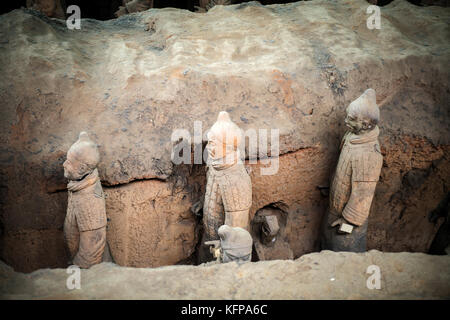 Tombe d'anciens empereurs chinois : guerriers de terre cuite et les chevaux. a été plus de 2 200 ans. Banque D'Images