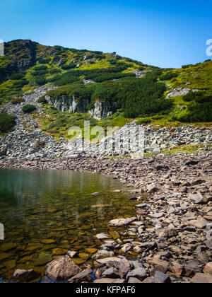 Paysage à la mija Lake dans les montagnes Carpates, parang, Roumanie, europe. Banque D'Images