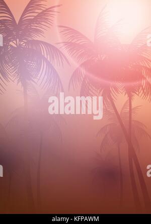 Coucher du soleil tropical avec des palmiers - vector illustration Illustration de Vecteur