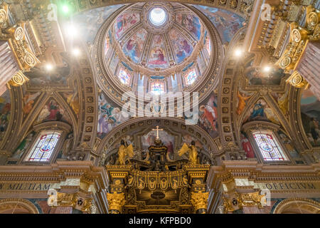 Innenraum der barocken basilique San Gorg, Victoria, île de Gozo, Malte | Basilique St George's Victoria , intérieur, Gozo, Malte Banque D'Images