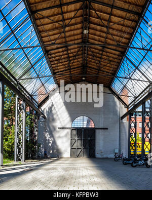 Berlin, Tegel. Borsigwerke. Partie de vieux bâtiments de l'entreprise Borsig, les fabricants de moteurs à vapeur et locomotives,bâtiment classé historique en brique, Banque D'Images