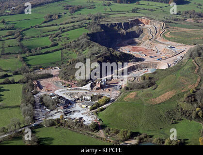 Vue aérienne d'une carrière dans le Derbyshire, Royaume-Uni Banque D'Images