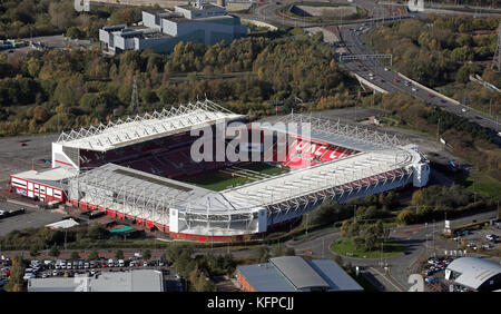 Vue aérienne de Stoke City Stade Bet365, UK Banque D'Images