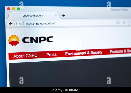 Londres, Royaume-Uni - 26 octobre 2017 : La page d'accueil du site web officiel de la CNPC - La China National Petroleum Corporation, le 26 octobre 2017. Banque D'Images