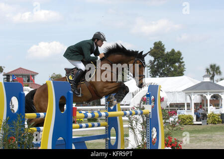 Conor Swale (IRE) équitation Nepomuk, Winter Equestrian Festival de Wellington, Floride, mars 2007 Banque D'Images