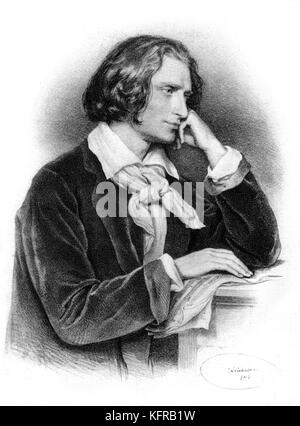 Franz Liszt - portrait, 1846, Vienne. Après la lithographie par Kriehuber. Compositeur et pianiste hongrois, 22 octobre 1811 - 31 juillet 1886. Banque D'Images