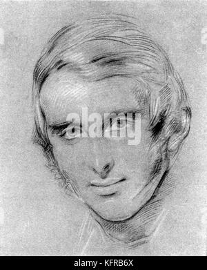 John Ruskin - portrait, après le dessin à la craie par George Richmond. L'artiste anglais, critique d'art et penseur social, 8 février 1819 - 20 janvier 1900. Banque D'Images