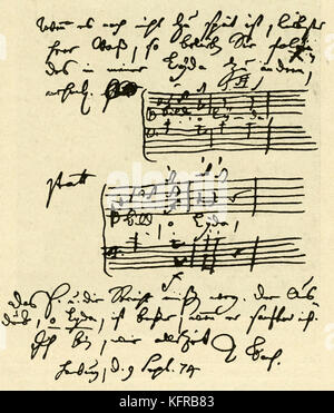 Lettre de CPE Bach à JH Voss, poète allemand et éditeur de Musenalmanach, concernant les modifications apportées à sa composition 'Lyda'. Carl Philipp Emanuel Bach : Mars 1714 - décembre 1788 Johann Heinrich Voss : Février 1751 - Mars 1826 Banque D'Images