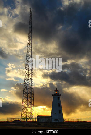 Phare avec sunet spectaculaire en Amérique du Sud, Prince Edward Island, canada Banque D'Images