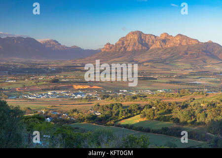 Simonsberg mountain et paarl valley, Paarl, Western Cape, Afrique du Sud Banque D'Images