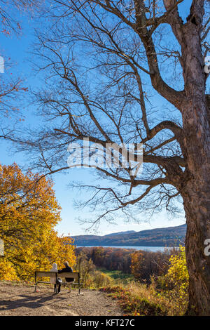 Hudson River vu de la Vanderbilt Mansion National Historic Site, Hyde Park, New York State, USA Banque D'Images