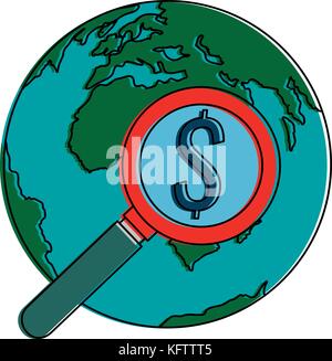 Organisation mondiale de la planète terre avec une loupe gkass vector illustration design Illustration de Vecteur