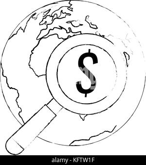 Organisation mondiale de la planète terre avec une loupe gkass vector illustration design Illustration de Vecteur