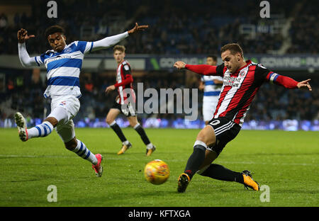 Billy Sharp de Sheffield United en action pendant le match du championnat Sky Bet à Loftus Road, Londres. Banque D'Images