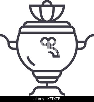 L'icône de la ligne du vecteur samovar, signe, l'illustration en arrière-plan, coups modifiable Illustration de Vecteur