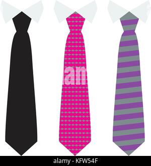 Vector set cravates avec des plats de style couleur solide. Illustration de Vecteur