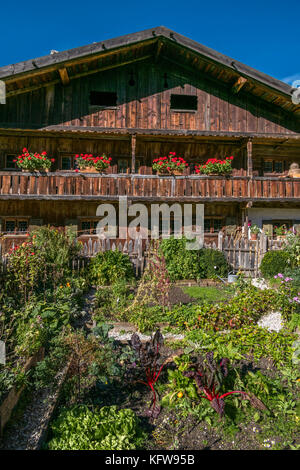 Lukashof ferme et jardin du couvent dans la ferme et Markus wasmeier winter sports museum, schliersee, Haute-Bavière, Bavaria, Germany, Europe Banque D'Images