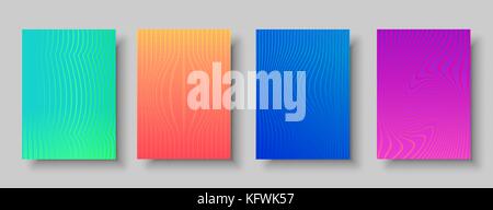 Résumé fond collecte, l'ensemble de demi-teinte minimaliste par gradient avec des lignes colorées et de formes déformées. eps10 vector. Illustration de Vecteur