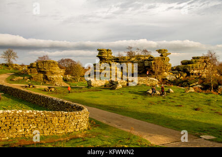 Brimham Rocks, Summerbridge, Harrogate, North Yorkshire, UK. Novembre 2017. Banque D'Images