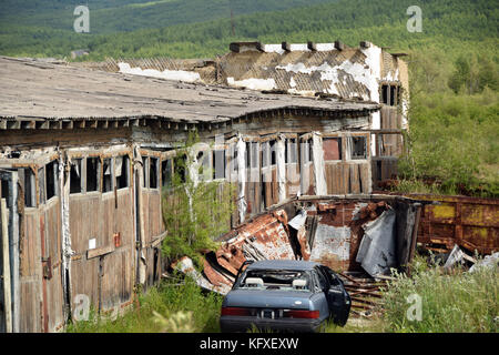 L'ancien aéroport de Magadan, la capitale de la région de la Kolyma, à l'extrême nord-est de la Sibérie. Banque D'Images