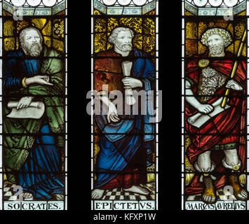 'Ancienne' philosophes stoïciens célébrée dans la bibliothèque John Rylands, Manchester, UK Banque D'Images