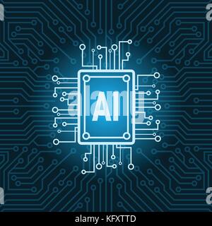 L'intelligence artificielle sur la puce de la carte mère du circuit historique de la technologie moderne concept Illustration de Vecteur