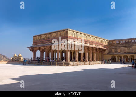 Jaipur, Rajasthan, Inde, Décembre 02,2014:'avoir une vue complète du Diwan-i-Aam à Fort Amer Banque D'Images