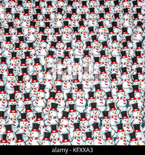 Le SNOWMAN foule concept / 3d illustration de plus d'une centaine de bonhommes Banque D'Images