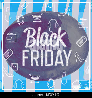 Le vendredi noir annonce contre l'image générée numériquement les coups de pinceau de peinture Banque D'Images