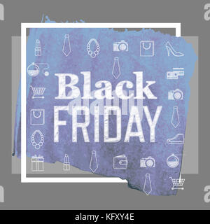 Le vendredi noir annonce contre l'image générée numériquement de taché de peinture bleu Banque D'Images