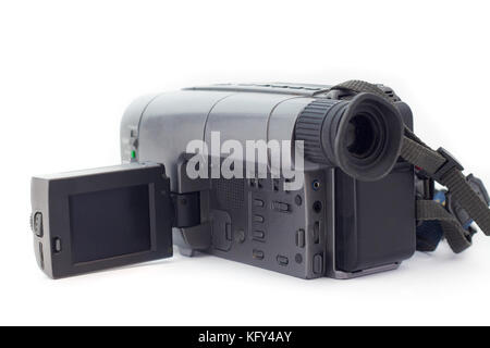 Caméra vidéo sur fond blanc Banque D'Images