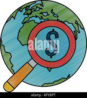 Organisation mondiale de la planète terre avec une loupe gkass vector illustration design Illustration de Vecteur