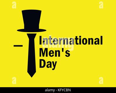 Men's international day. cravate et chapeau sur un fond jaune. vector illustration Illustration de Vecteur