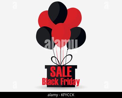 Vendredi noir. boîte-cadeau avec des boules de couleurs rouge et noir. vector illustration Illustration de Vecteur