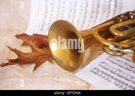 Des notes de musique et saxophone, isolated on white Banque D'Images