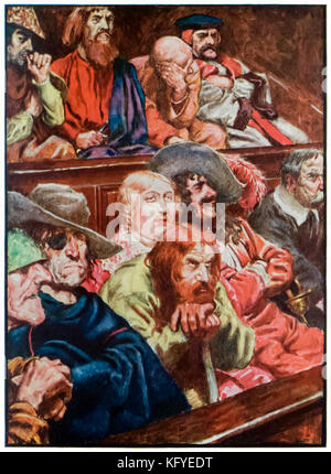 "Le jury" de "The Pilgrim's Progress de ce monde et de ce qui est à venir' de John Bunyan (1628-1688). Illustration par Byam Shaw (1872-1919) montrant le jury à corrompre le procès de fidèles dans la vanité. Voir plus d'informations ci-dessous. Banque D'Images