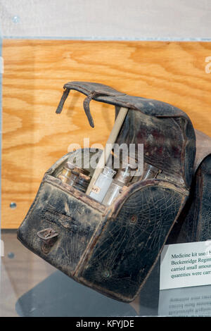 Saint-Joseph, Missouri. Musée de la guerre civile. Trousse de médecine utilisée par un chirurgien dans l'armée confédérée. Banque D'Images