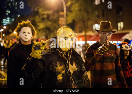 Costume d'Halloween, Michael Myers, le vendredi 13, Freddy Krueger Banque D'Images