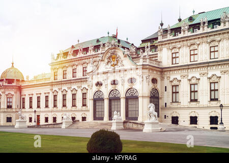 Palais Belvedere au coucher du soleil Vienne, Autriche, UE Banque D'Images