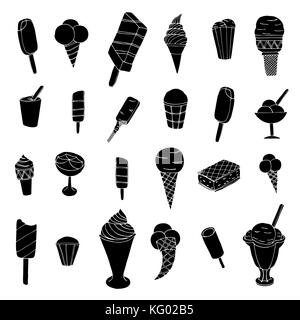 Collection de cute vector ice cream cones. et glaces avec différentes saveurs made in doodle style. Illustration de Vecteur