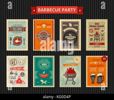 Série de dépliants pour partie de barbecue Illustration de Vecteur