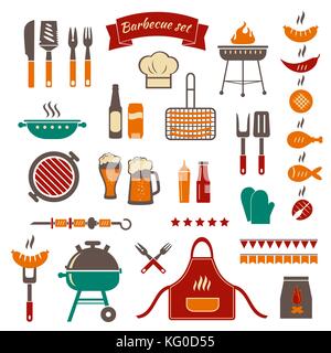 Objets couleur barbecue Illustration de Vecteur