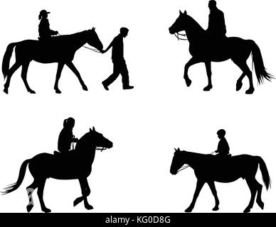 L'équitation - vector silhouettes Illustration de Vecteur