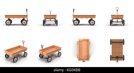 Petit enfant's toy wagon isolé sur blanc 3d illustration Banque D'Images