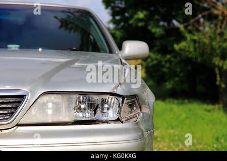 Accident de voiture endommagée. Banque D'Images